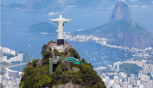 The famous Christ the Redeemer statue overlooking the city of Rio de Janeiro, Brazil