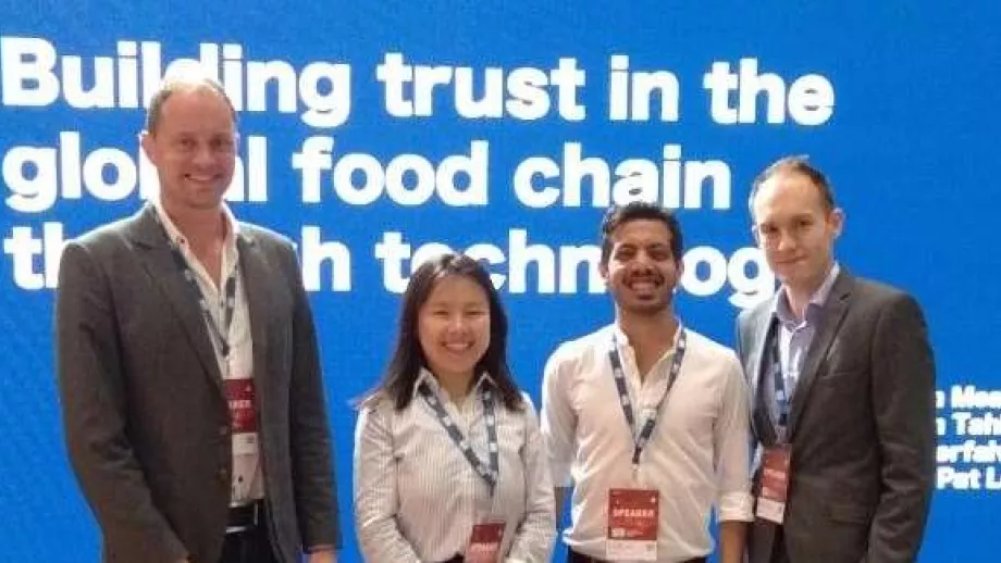 Nyenrode students, from left to right: Gareth Mead, Yiyao Pat Le, Hasan Tahir and Karoly Cserfalvi